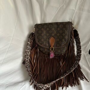 Brown Fringe Faux Designer Crossbody Bag